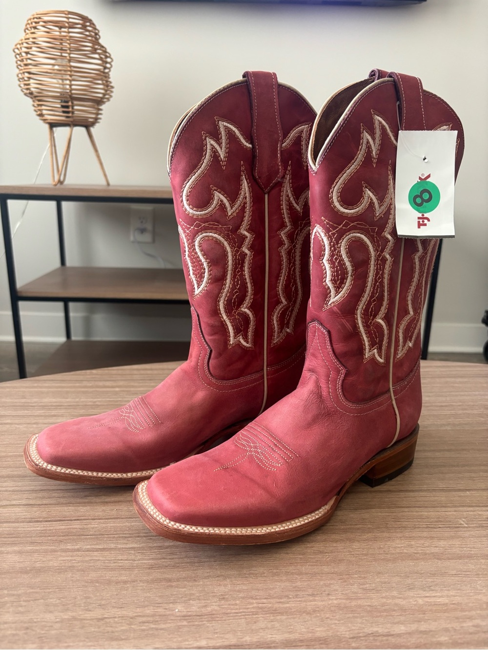 Circle G Women's Red Heeled Western Boots with Contrast Stitching LEATHER